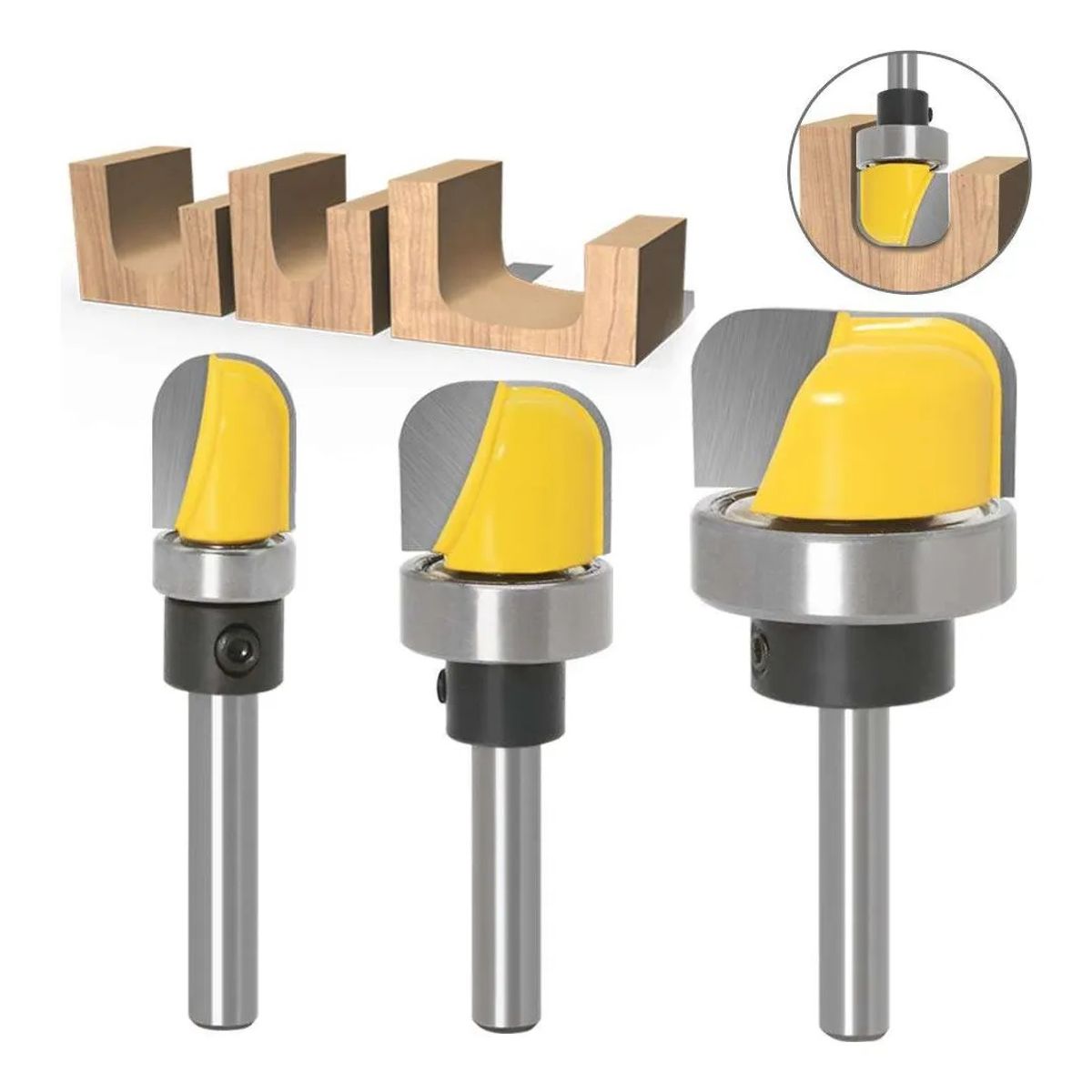 GENERICO - Fresa Madera Vaciado Fondo Canal Toma ¼ 3pcs Copiadora