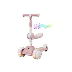GENERICO - Scooter Monopatín Ruedas Led Musical Plegable Niño Regulable Rosa