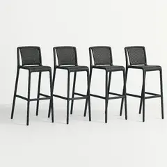 KLIK - Pack de 4 Taburetes Altos Capri Polipropileno - Negro