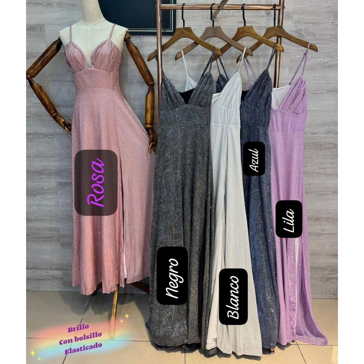 LUNA - Vestido Con Brillos De Fiesta Asia