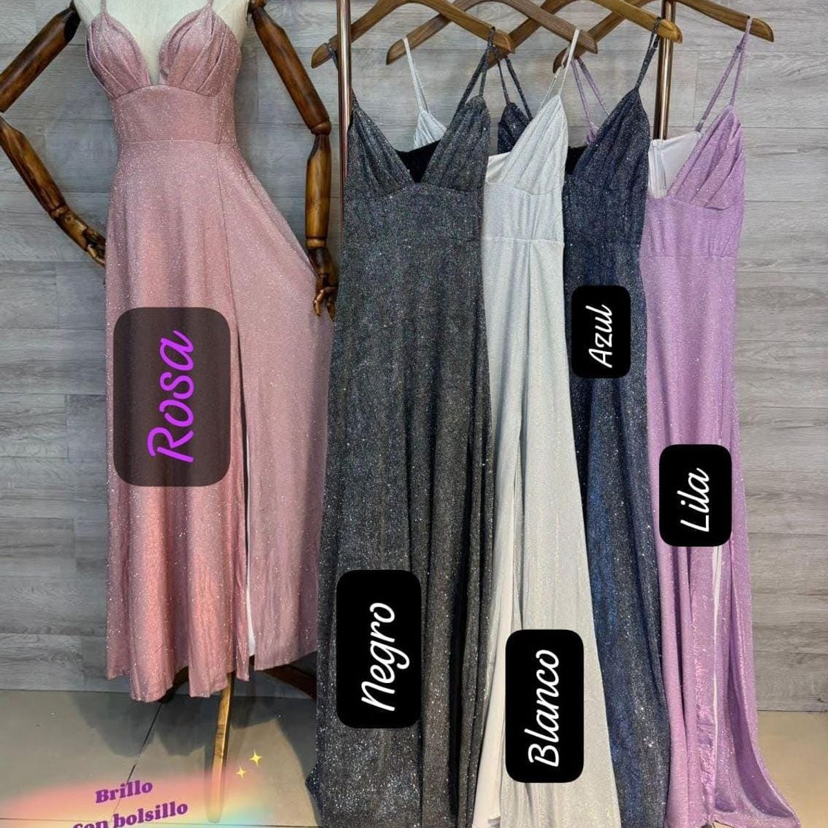 LUNA - Vestido Con Brillos De Fiesta Asia