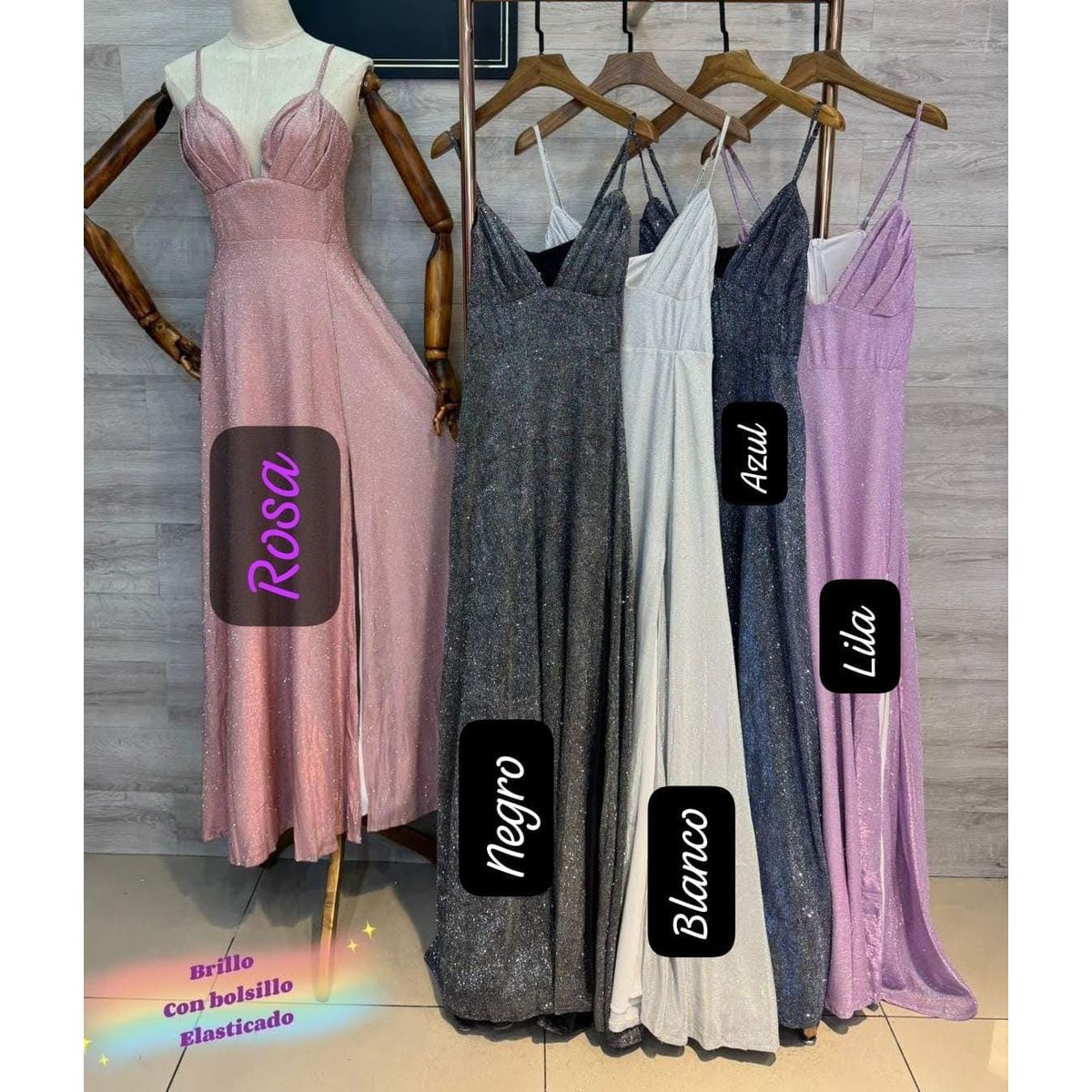 LUNA - Vestido Con Brillos De Fiesta Asia