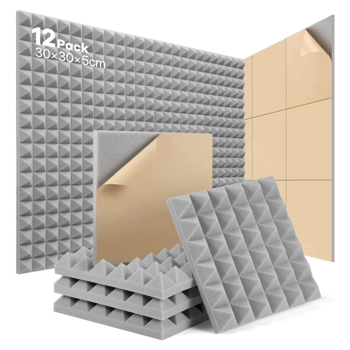 GENERICO - 12 Paneles Esponja Acústicas Espumas 30x30 Forma Piramidal