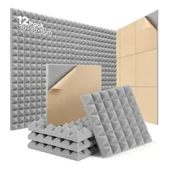 GENERICO - 12 Paneles Esponja Acústicas Espumas 30x30 Forma Piramidal