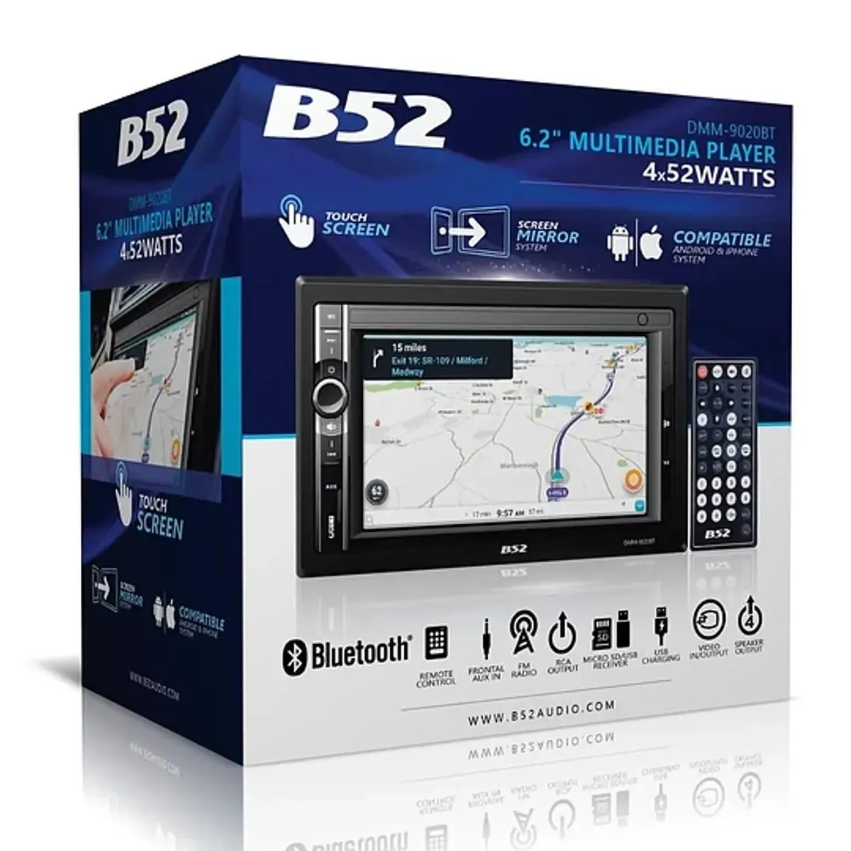 B52 - RADIO PARA AUTO B52 CON PANTALLA TACTIL 62 DMM9020BT DOBLE DIN
