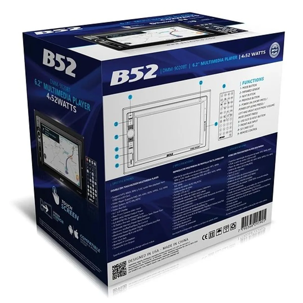 B52 - RADIO PARA AUTO B52 CON PANTALLA TACTIL 62 DMM9020BT DOBLE DIN