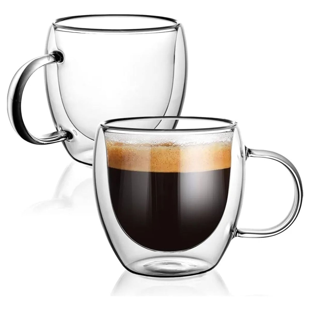 GENERICO - Tazas Para Cafe Doble Pared Cristal 2 Set De Tazas 450ml