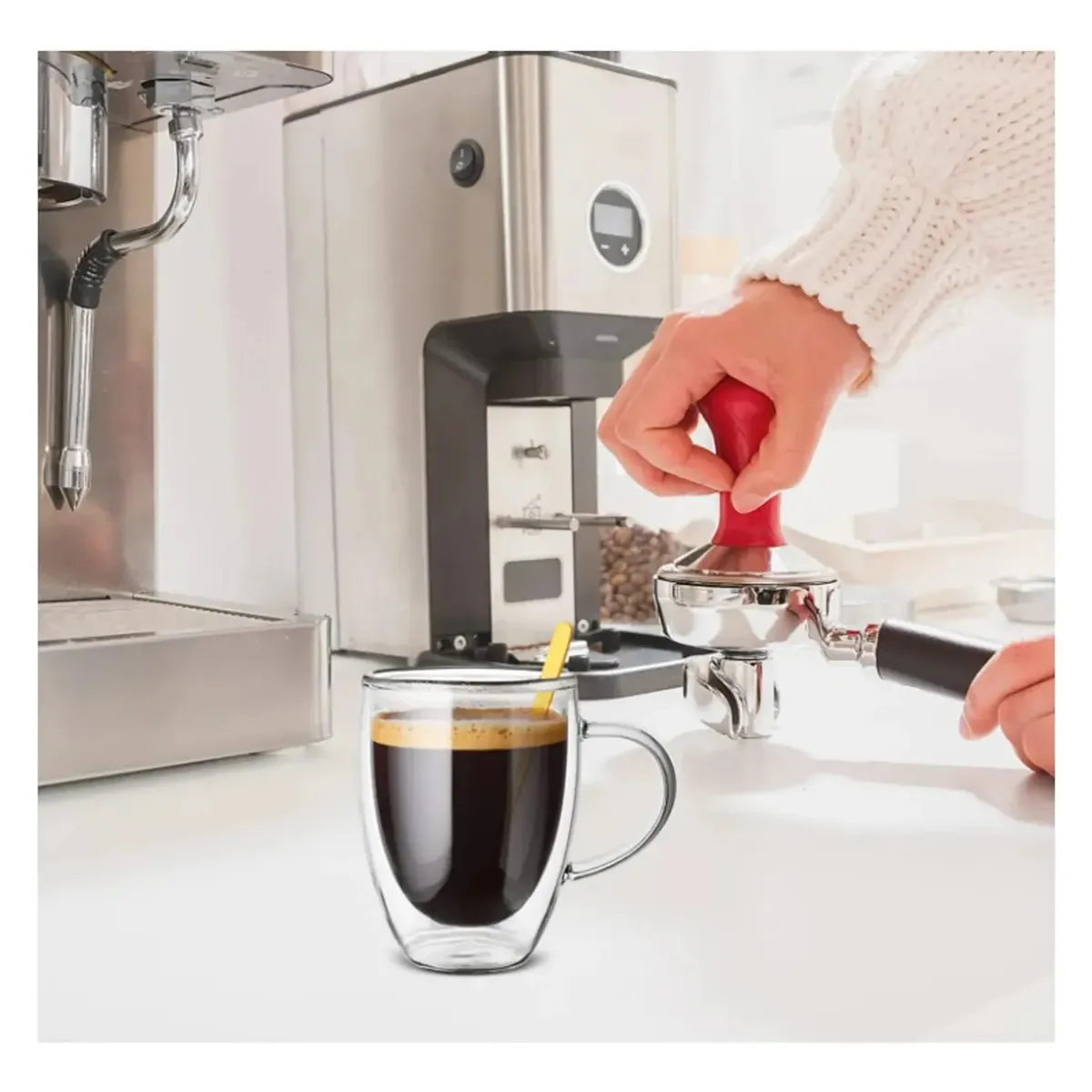 GENERICO - Tazas Para Cafe Doble Pared Cristal 2 Set De Tazas 450ml