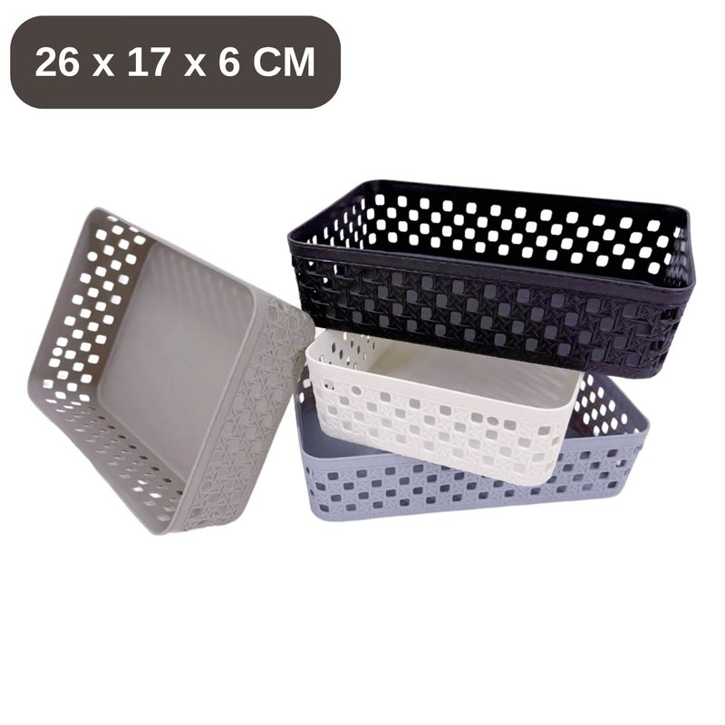 HOMESTAR - Cesta Organizadora Plástica Rectangular 26x17x6 cm - Negro
