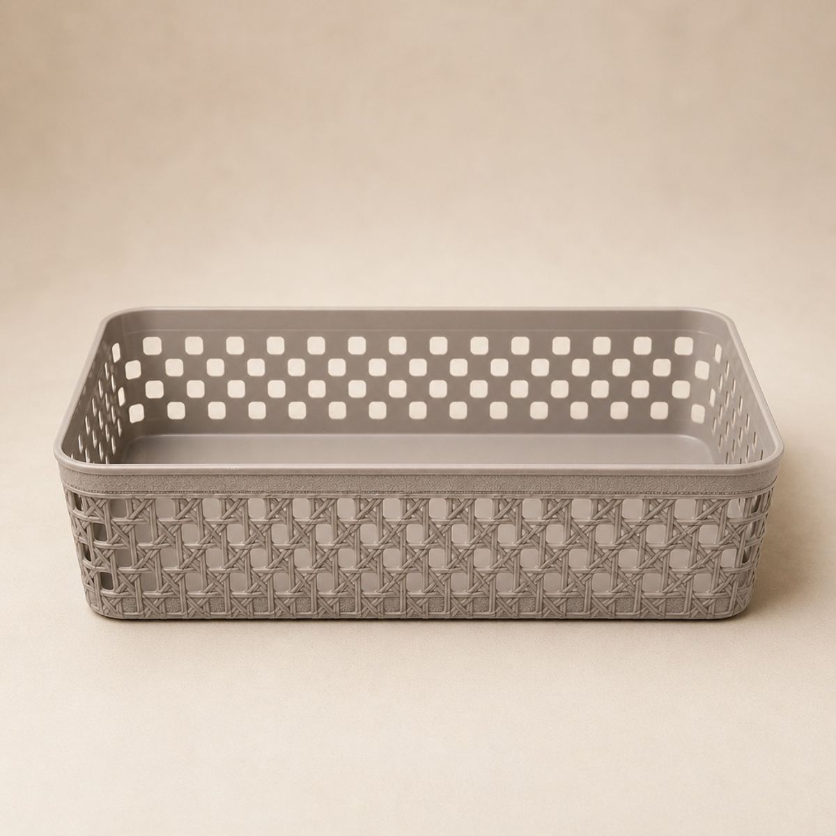 HOMESTAR - Cesta Organizadora Plástica Rectangular 26x17x6 cm - Beige