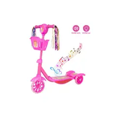 GENERICO - Monopatin 3 Ruedas Con Luces Musica+set de protección rosa