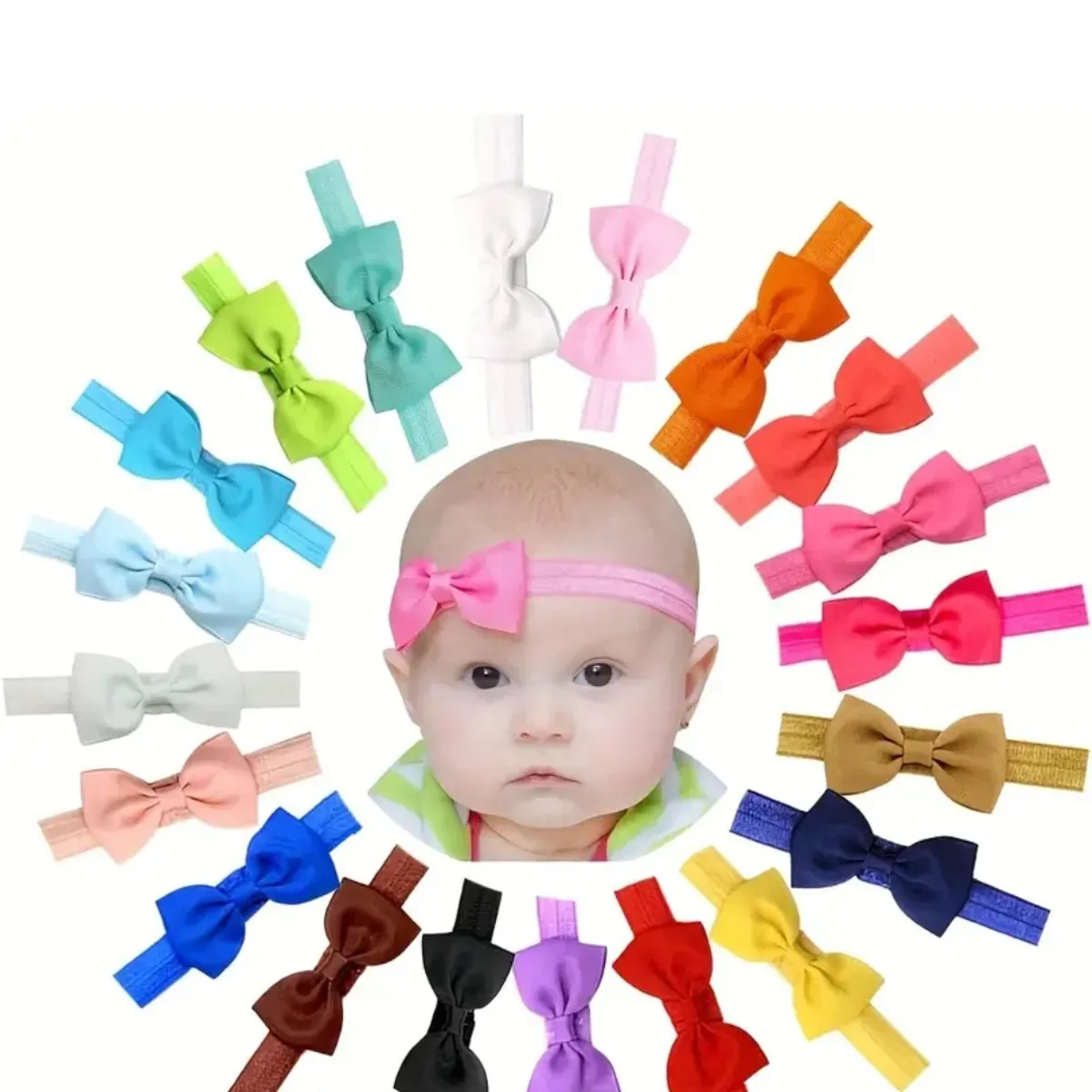GENERICO - Cintillo diadema con lazo para bebe multicolor 20 unidades TE00227MU