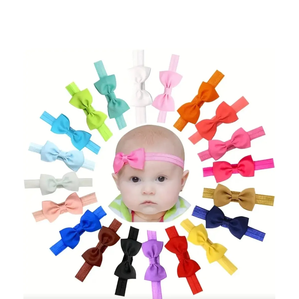 GENERICO - Cintillo diadema con lazo para bebe multicolor 20 unidades TE00227MU