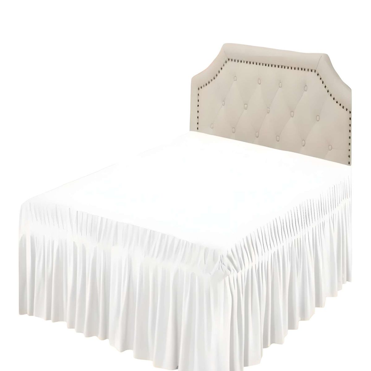 GENERICO - FALDON DE CAMA SIN FUNDA KING BLANCO