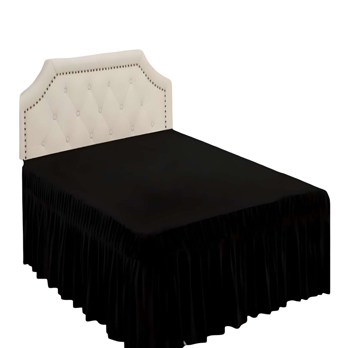 GENERICO - FALDON DE CAMA SIN FUNDA PLAZA Y MEDIA NEGRO