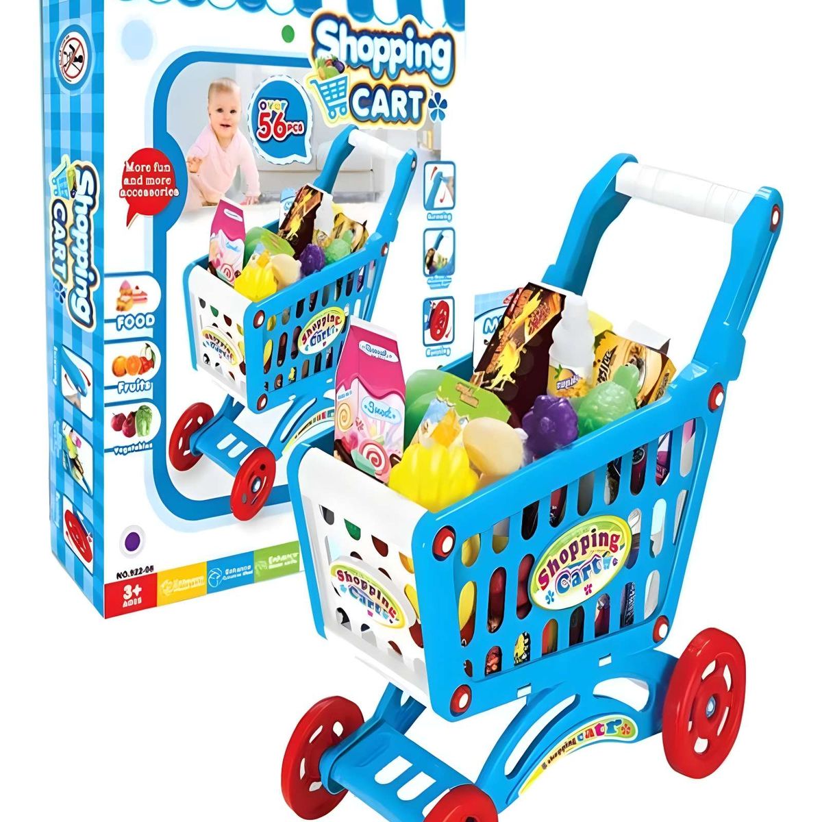 GENERICO - JUGUETE CARRITO DE COMPRAS 56 PZAS AZUL