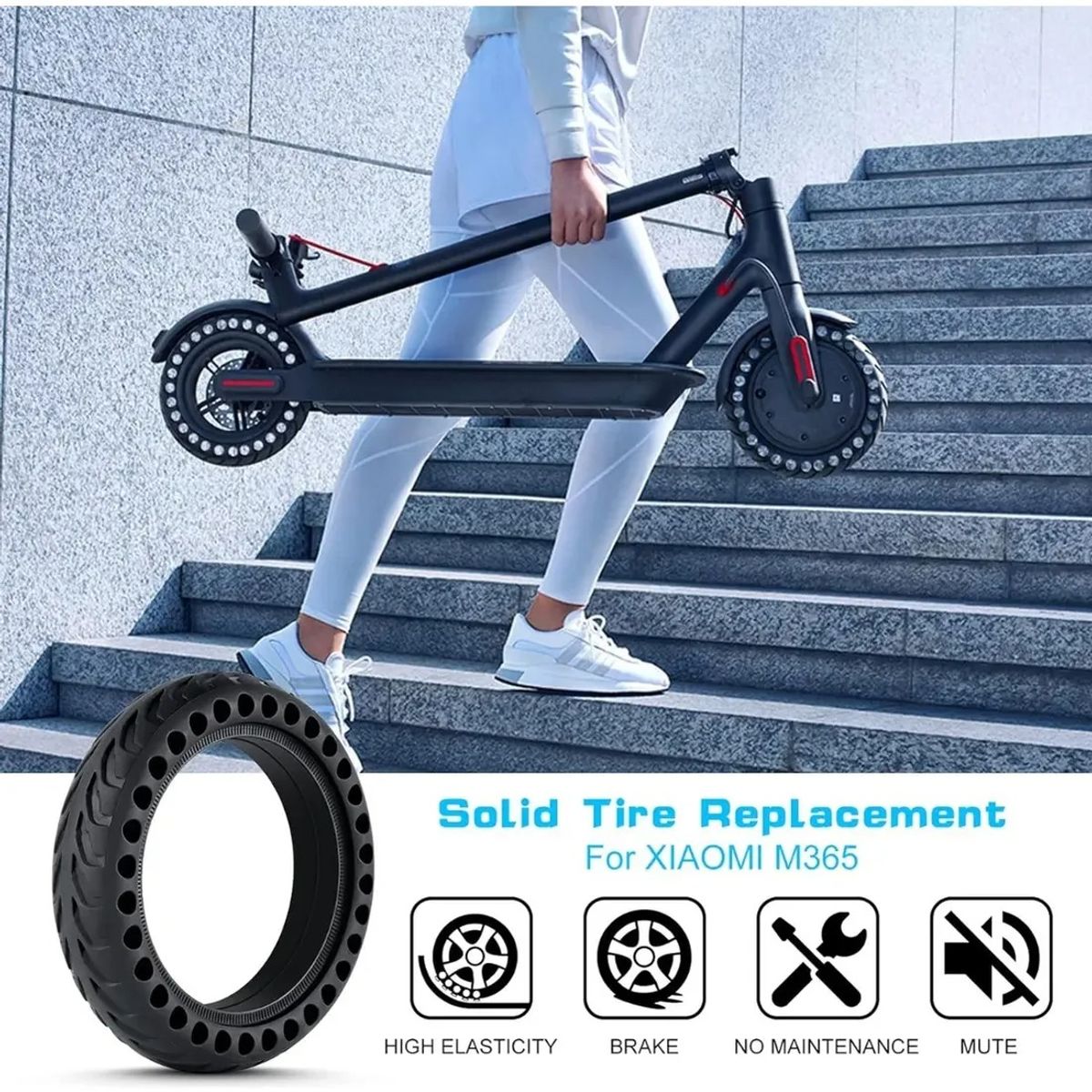 GENERICO - Neumático Para Scooter Xiaomi M365/ Muvter - 1 Rueda Solida