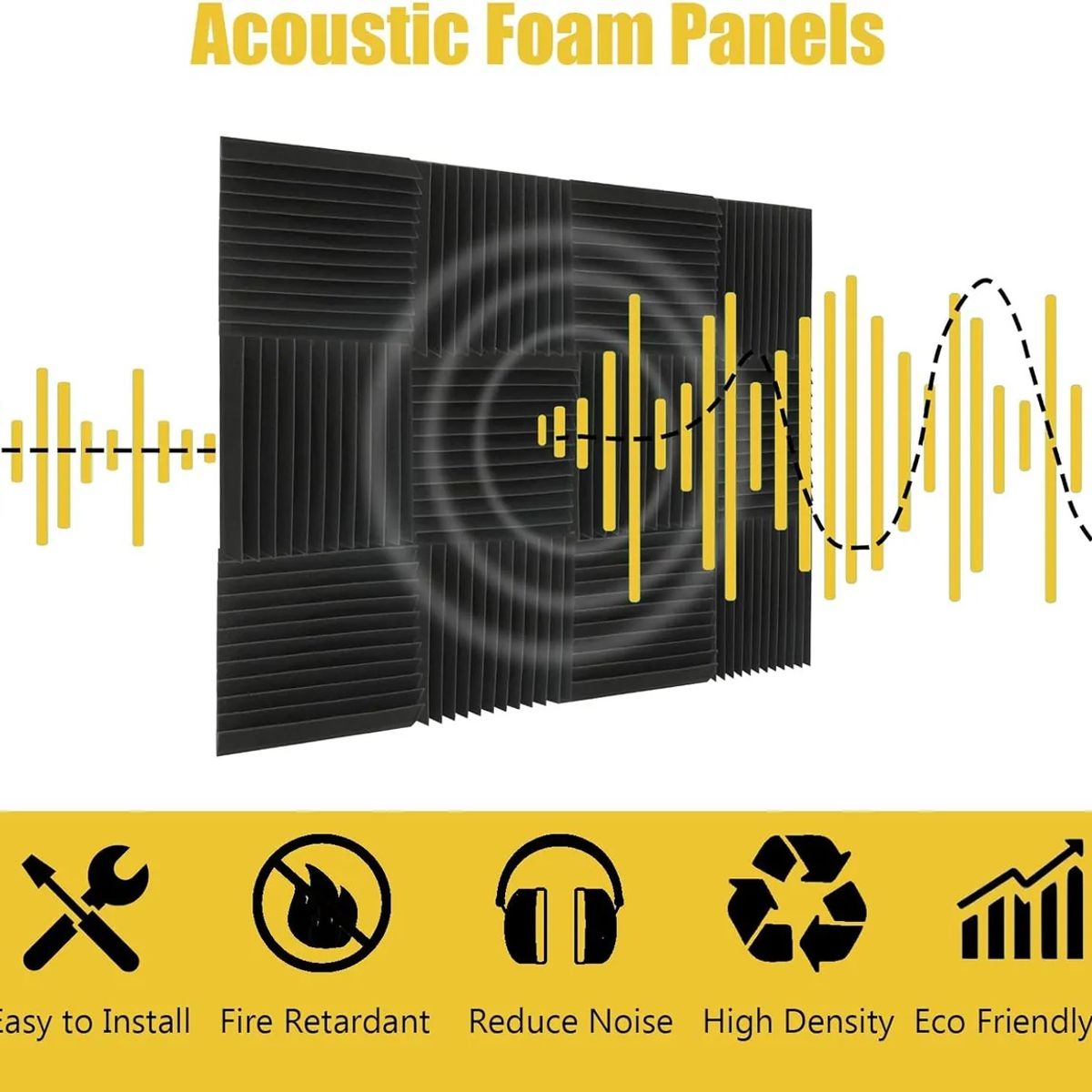 KUANGYE - 12x Espuma Acústica Aislante Alta Calidad 30x30x25cm