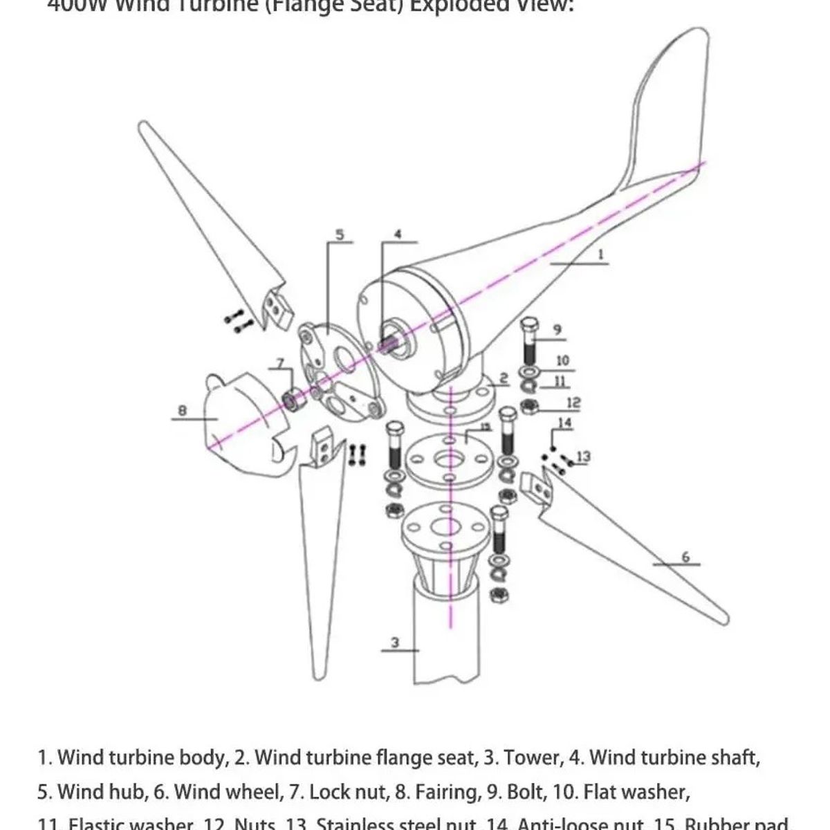 GENERICO - Kit De Generador De Turbina Eólica De 400w 24v Con 5 Aspas