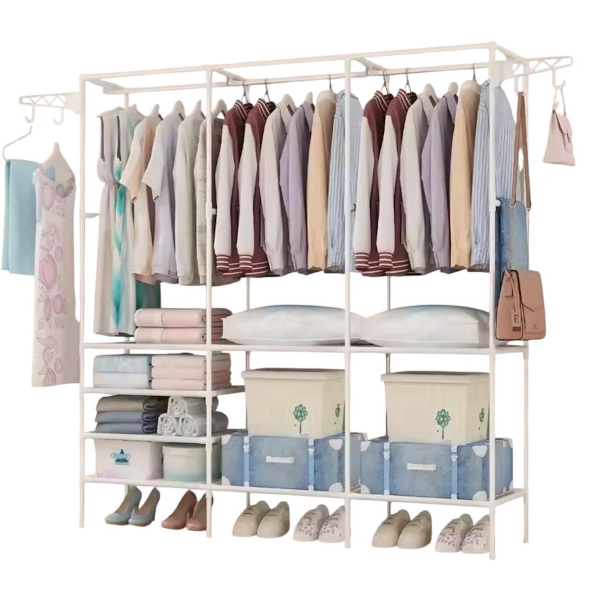 GENERICO - Perchero Exhibidor Y Organizador De Ropa 3 Cuerpos Blanco