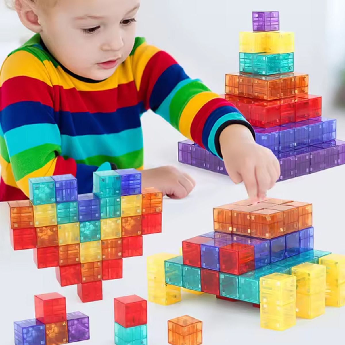 BRO TOUMI - Set 96 Bloques De Construcción Magnéticos Azulejos Imán 3d