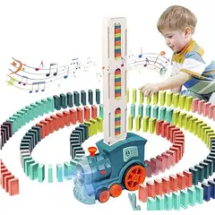 BRO TOUMI - Set 60 Juego Para Niños Tren Dominó Usher Vehículos