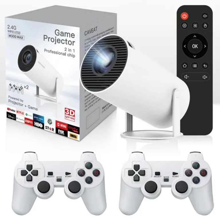 BRO TOUMI Proyector Portátil HY300 Gamer Juegos 2 Mandos Android Bluetooth