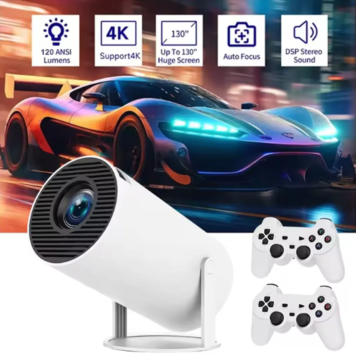 BRO TOUMI - Proyector HY300 Gamer Juegos 2 Mandos Android Bluetooth