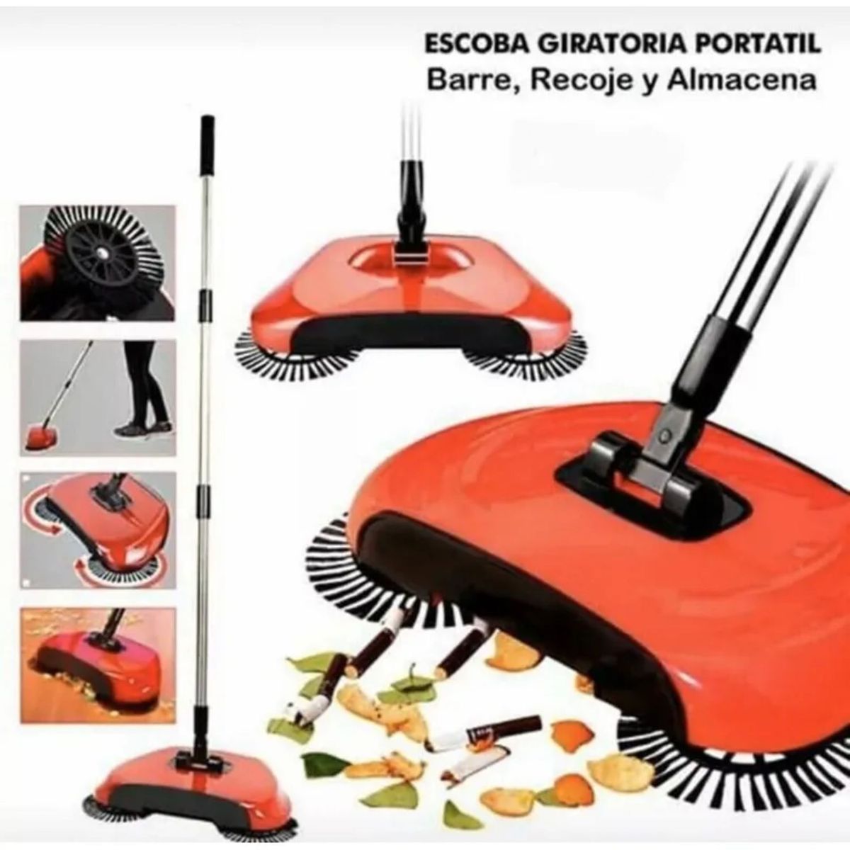 MOVI - Escoba Aspiradora y Barredora Manual 3 en 1