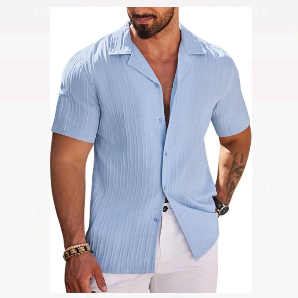 XPRESS RECHARGE - Camisa negra de lino para hombre manga corta de alta calidad