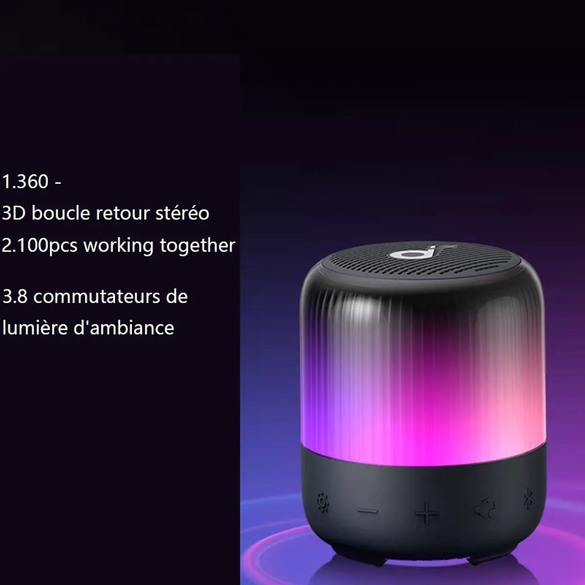 SOUNDCORE - Parlante Inalámbrico Bluetooth Soundcore Glow Mini Led - Negro
