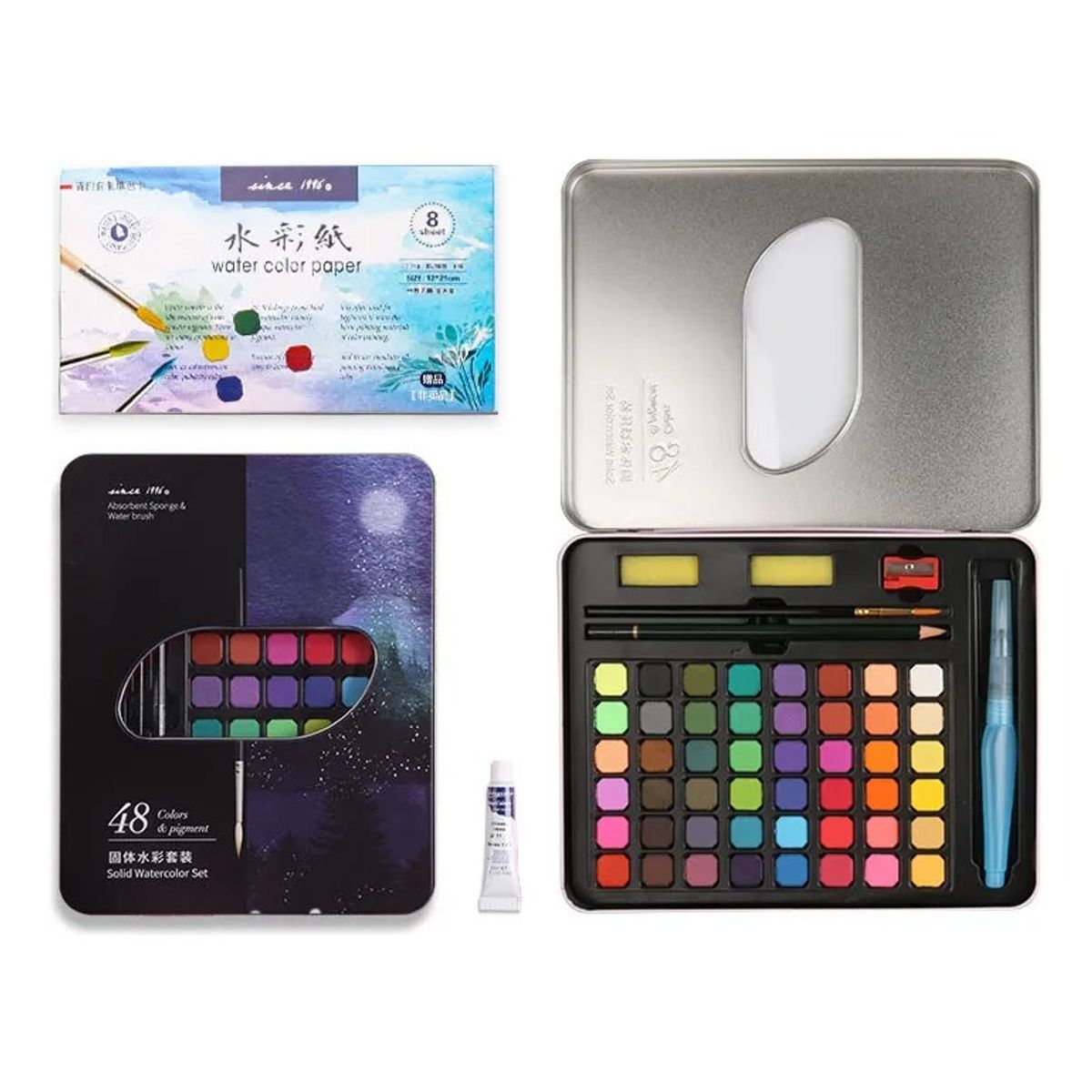GENERICO - Kit De Acuarela En Pastilla Profesional 48 Colores