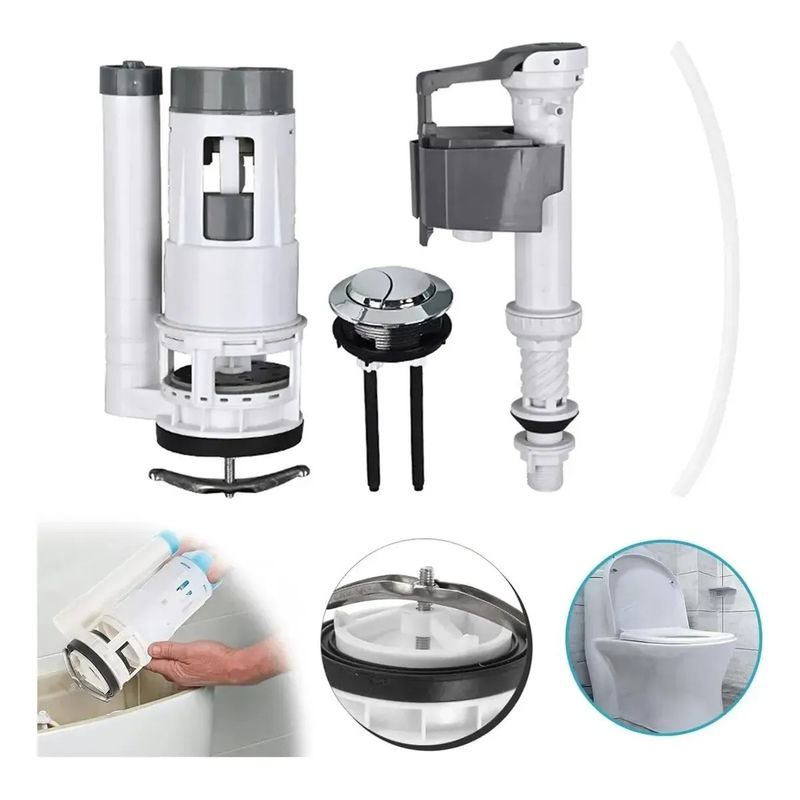 KUANGYE - Kit Valvula Completo Para Estanque Con Botón Wc Fitting
