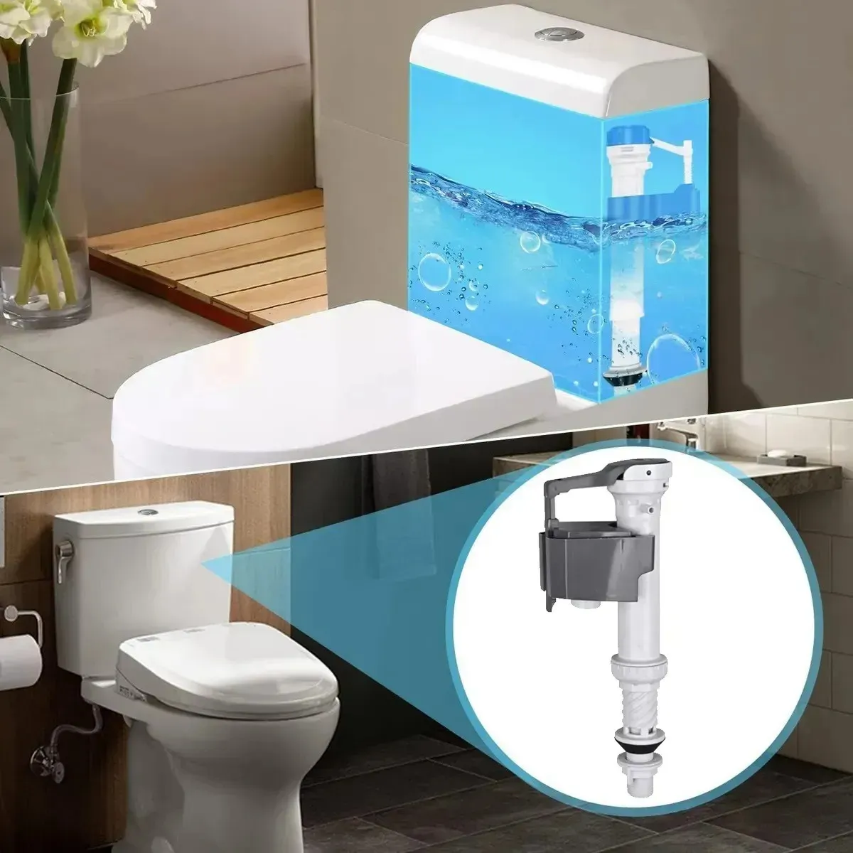 KUANGYE - Kit Valvula Completo Para Estanque Con Botón Wc Fitting