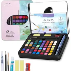 GENERICO - Kit De Acuarela En Pastilla Profesional 48 Colores