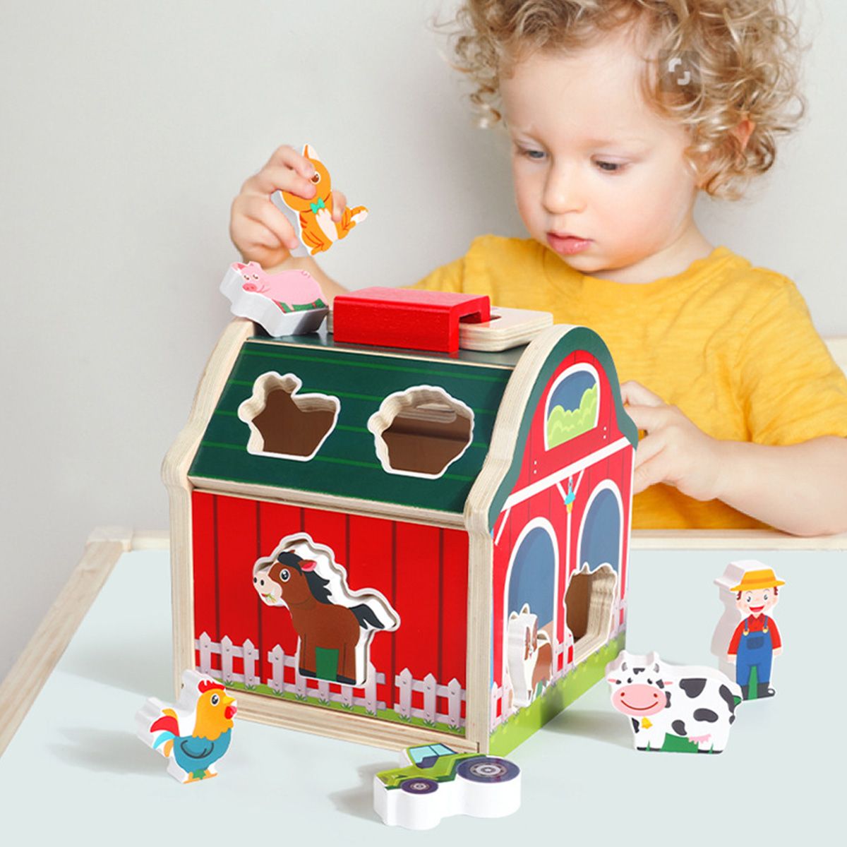 ATURE - Juguete Granja Animales De Madera Didáctico Niños