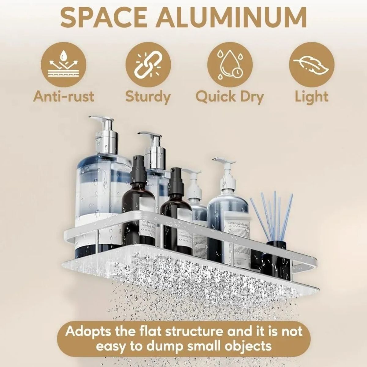 GENERICO - Repisa Pared Especial Baño y 2 Niveles Aluminio Estantes