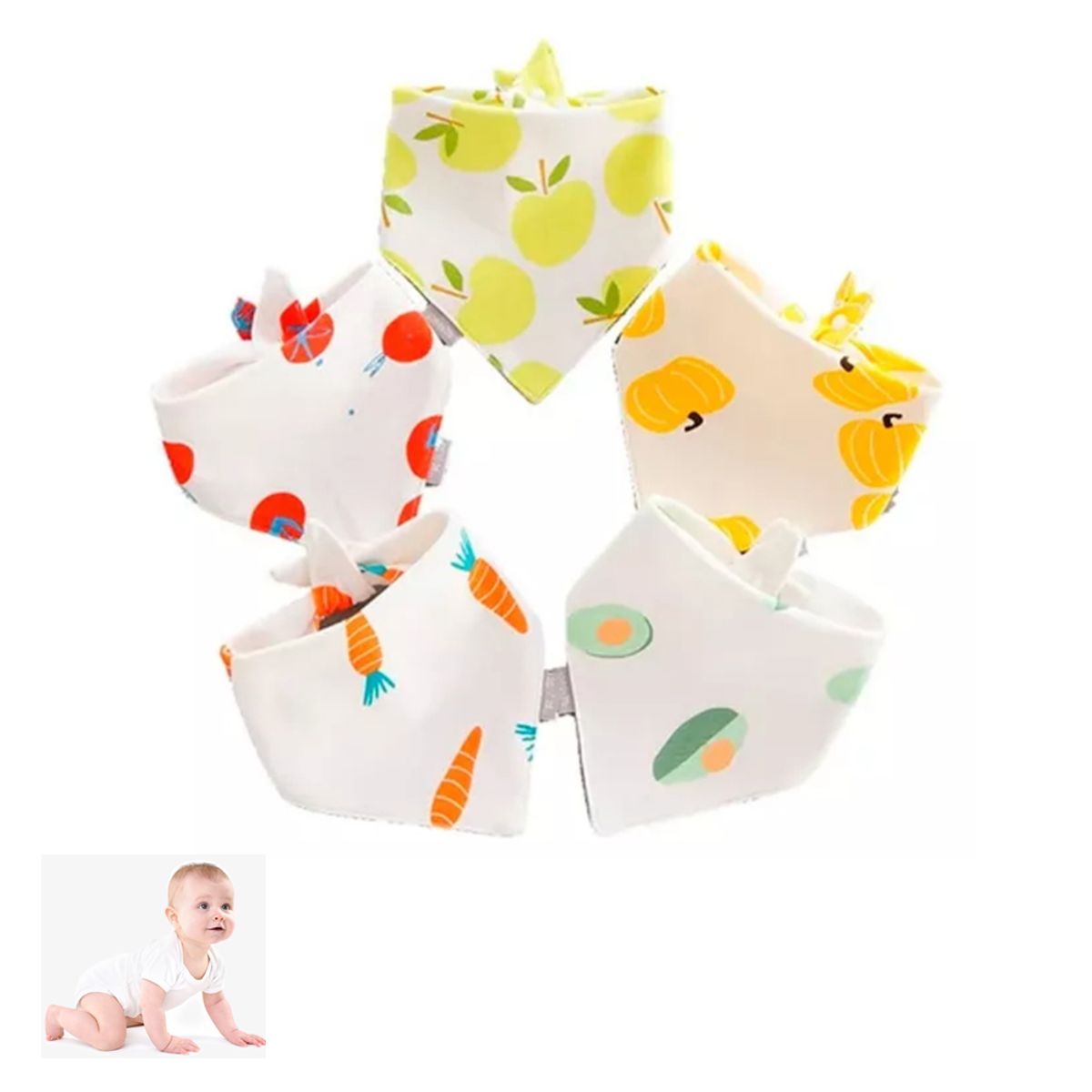 ATURE - Pack 5 Toallas Triangular Babero Para Bebé Impermeable