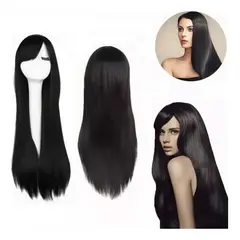 GENERICO - Peluca Larga Tonos Negro Cosplay Del Anime 80cm