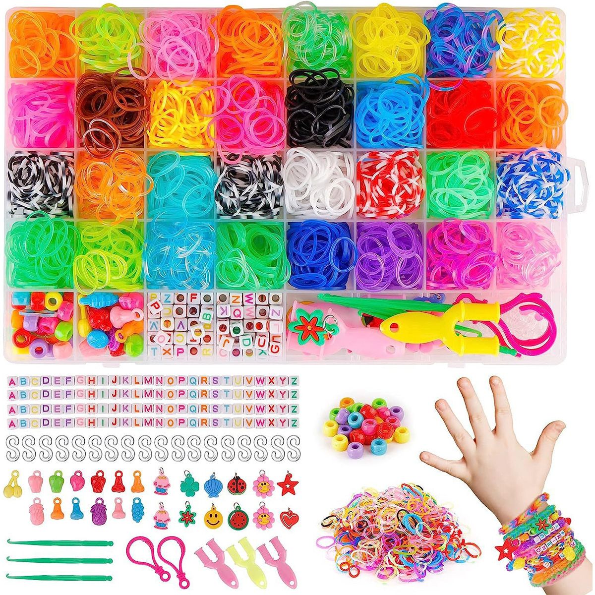 ATURE - Kit Para Hacer Pulseras De Elástico 30 Colores 2500uds