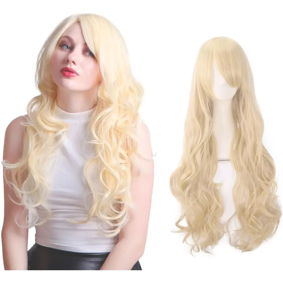 GENERICO - Peluca Fiesta Ondulado Color Rubio Tonos Muy Naturales