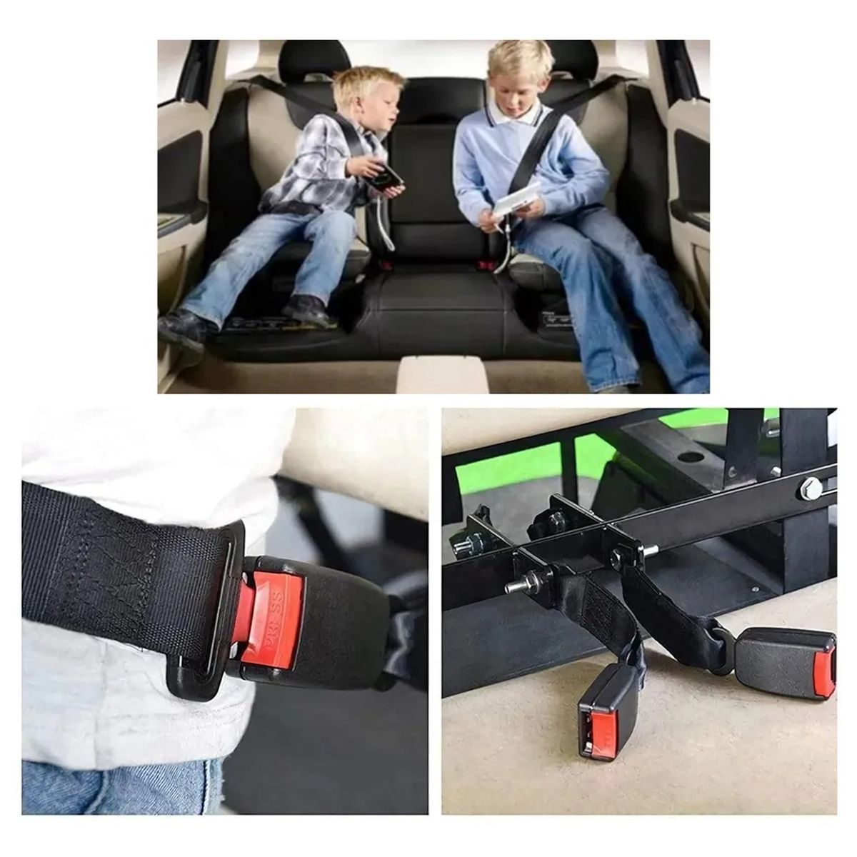 GENERICO - Pack X12 Cinturones De Seguridad Universal Estandar 2 Puntas