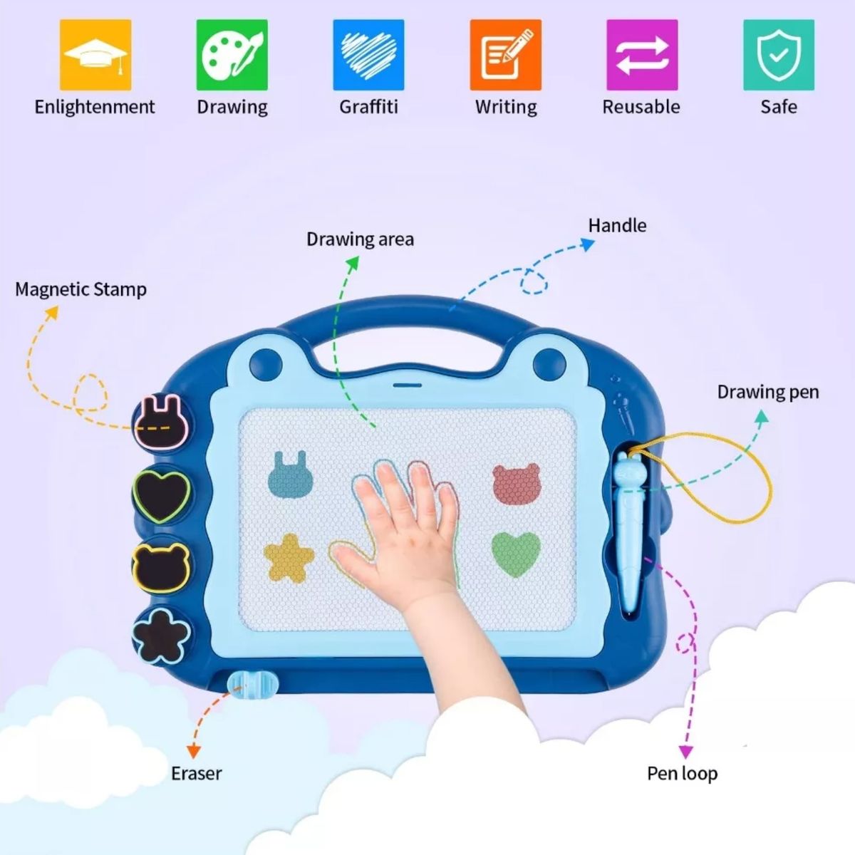 ATURE - Juego Pizarra Magica Con Soporte Para Niños