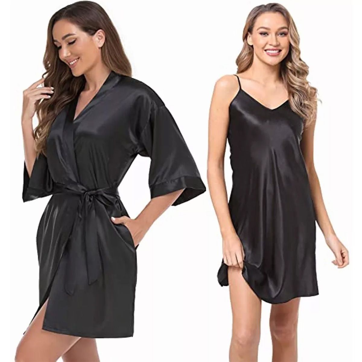 ATURE - Conjunto De Pijama Para Muebles Sexy De Satín Unicolor Toga