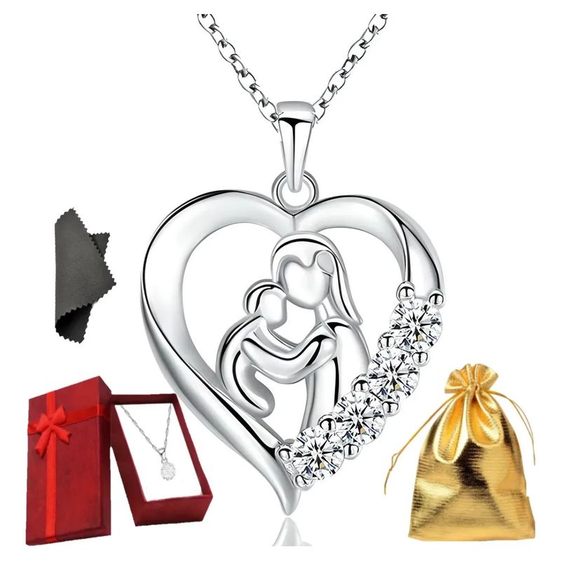KUANGYE - Collar Bañado en plata Mamá Mujer Regalo Elegante Día Madre Joyas