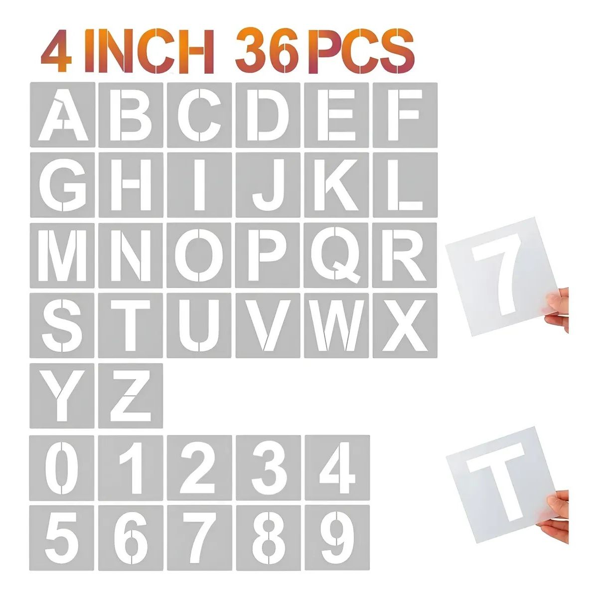 KUANGYE - 36pcs Plantillas Reutilizables Para Letras Y Números De 10cm