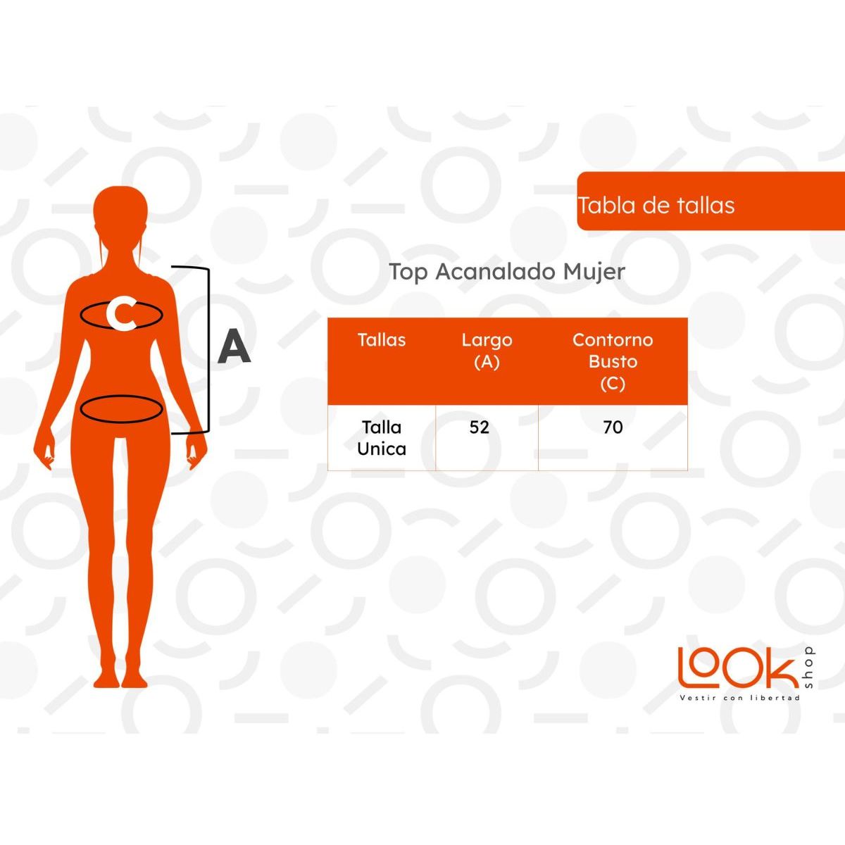 LOOK SHOP - Top Acanalado. Camiseta Sin Mangas Mujer, Polera Básica 001