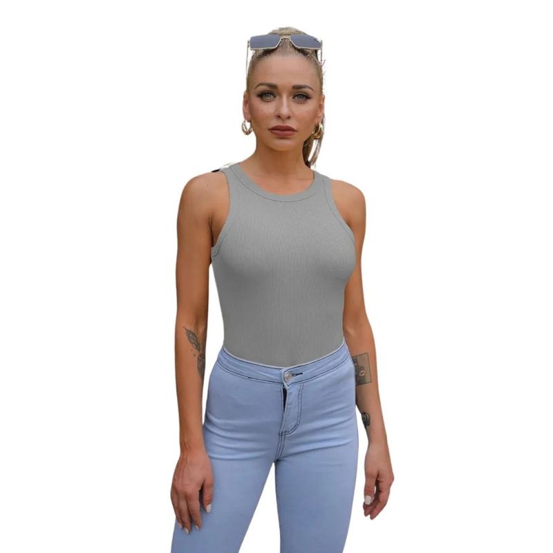MPROPIA - Top Acanalado. Camiseta Sin Mangas Mujer, Polera Básica 001