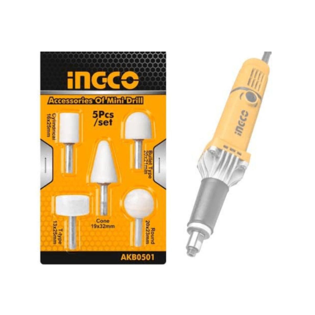 INGCO - Juego De Piedras Montadas Pulido 5pzs Ingco - Multicolor