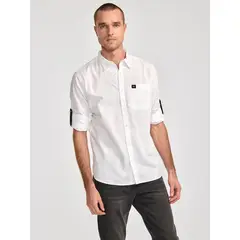 CAT - Camisa Manga Larga Casual Fundation Hombre Blanco